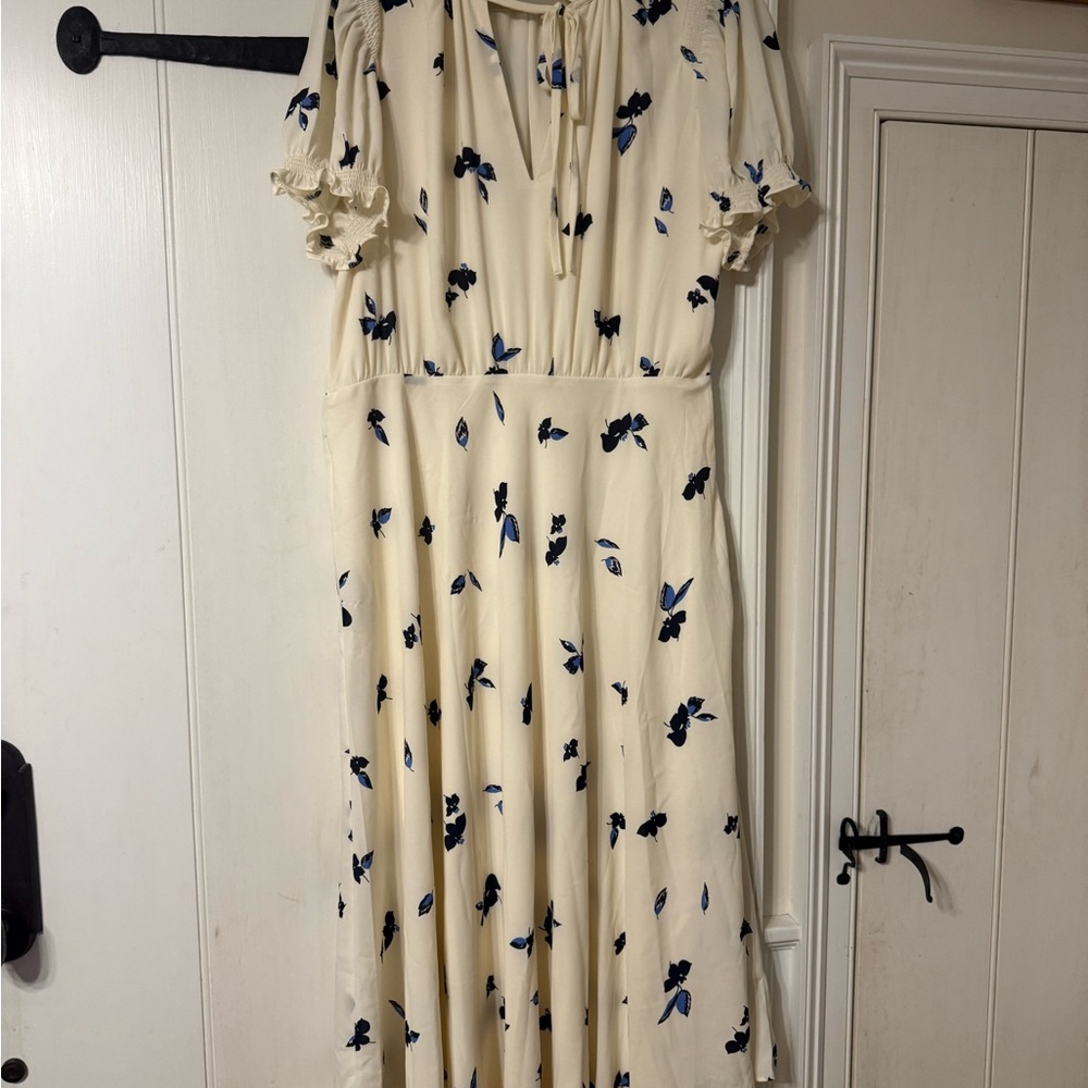 Lauren Ralph Lauren Cream and Blue Floral Maxi Dress